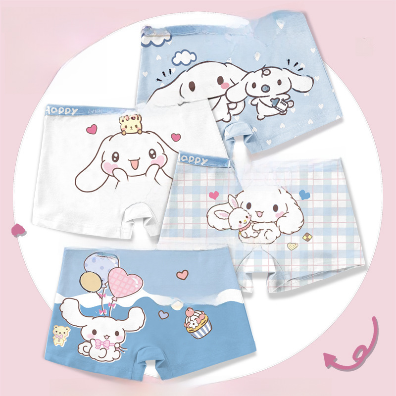 【Four-Strip】Children's Underpants for Girls, Pure Cotton Four-Corner New Style Underpants for Baby Girls and Big Kids, Cartoon Flat Leg Pants