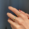 Retro brand ring with stone, fashionable jewelry, Korean style, silver 925 sample, simple and elegant design, cat's eye