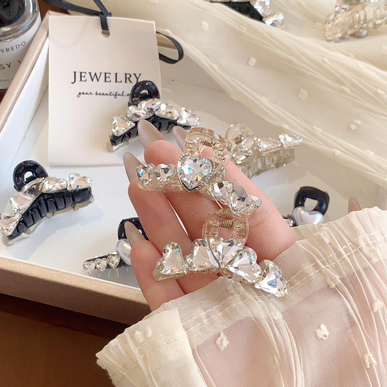 Clip per capelli con strass e perle, stile coreano, per celebrità, temperamento, dolce, mini, principessa, clip per capelli, frangia, clip per squalo_voghion.com