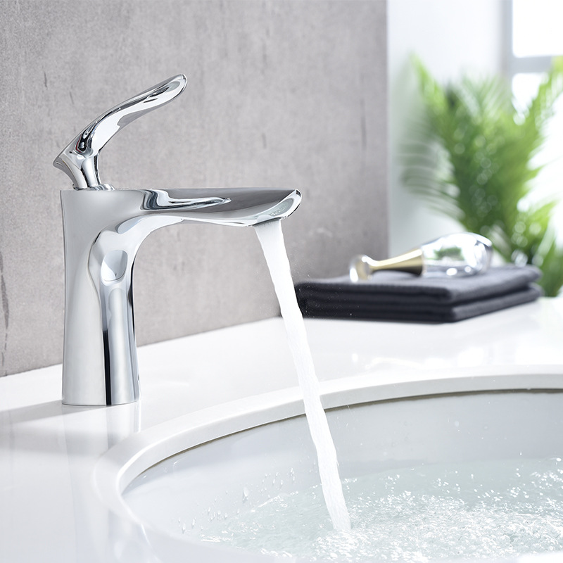Jiumu all-copper Nordic-style golden washbasin faucet, bathroom, single-hole cold and hot water washing basin, washbasin and countertop undefined