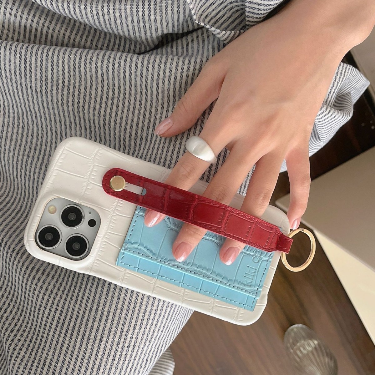 Bolso de tarjeta con estampado de cuero en contraste para niña ins para estuche para teléfono móvil iPhone16ProMax 12 Apple 13/14PM femenino 15