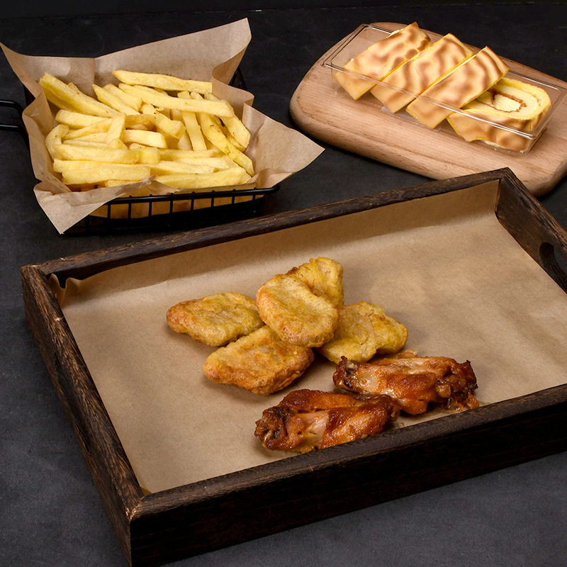 Grado 7 a prueba de aceite de hornear papel de aceite espesado a prueba de aceite de pizza papel barbacoa frito pollo frito bandeja de merienda papel absorbente de aceite