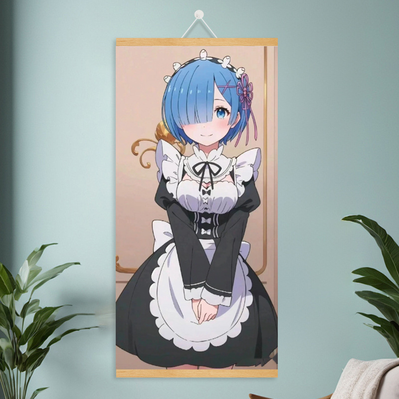 漫画コミック甘くてかわいい女の子ポスター工場ドロップシッピング無垢材スクロール吊り絵画越境電子商取引 Xiyin|undefined