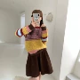 圆领套头拼色秋冬针织衫