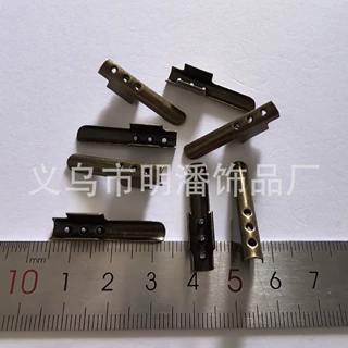 供应古铜色三点大扣2.8CM长铁头倒扣半包头铁尾夹包绳头 5MM粗拎
