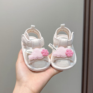 Summer Baby Cloth-Soled Sandals 0-1 Year Old Baby Soft-Soled Non-Slip Toddler Shoes Newborn Non-Falling Shoes Breathable and Thin