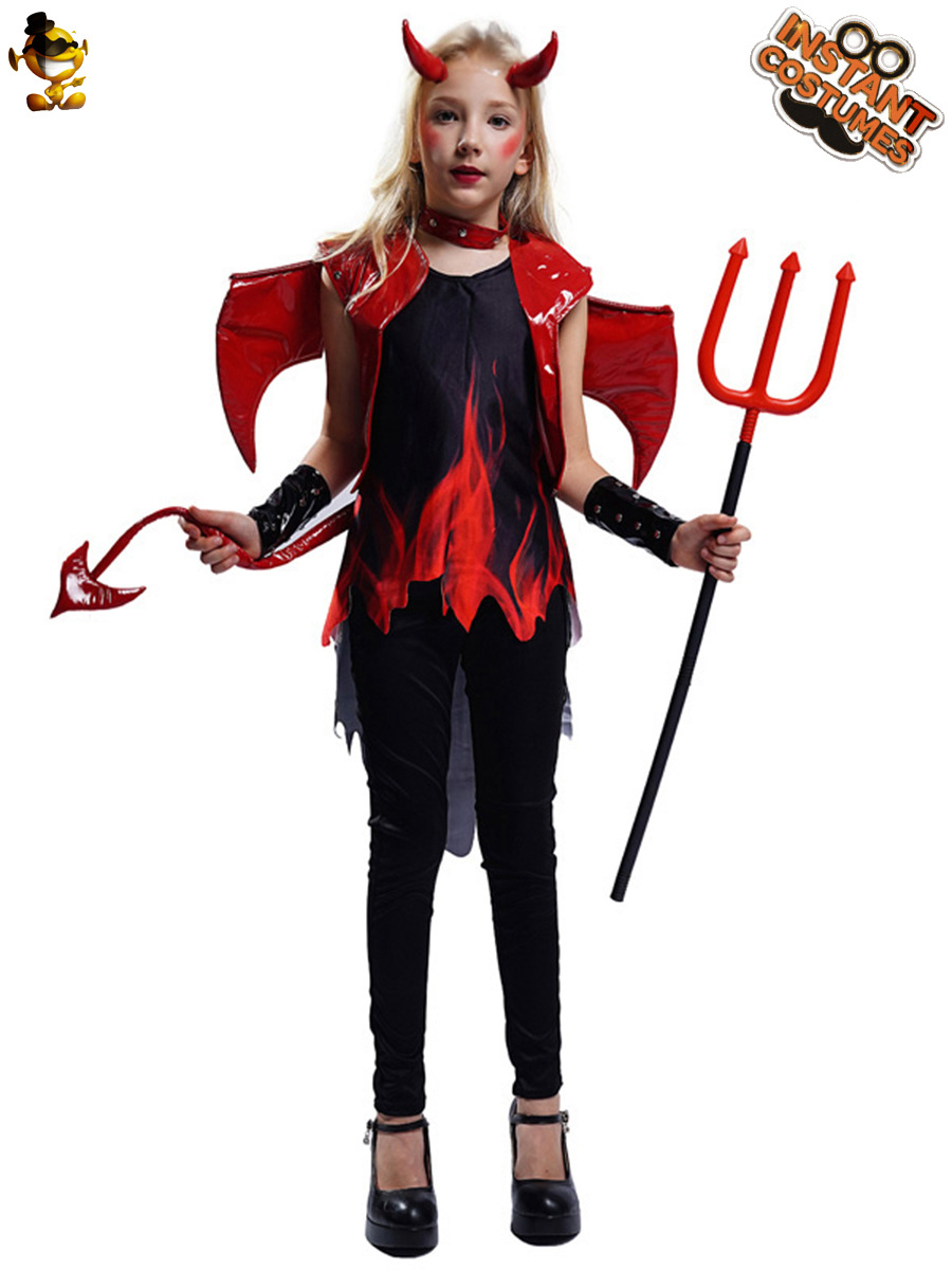 La muerte de las mujeres de Halloween traje del partido del diablo rojo traje del funcionamiento de la etapa del juego del papel de las muchachas del diablo rojo