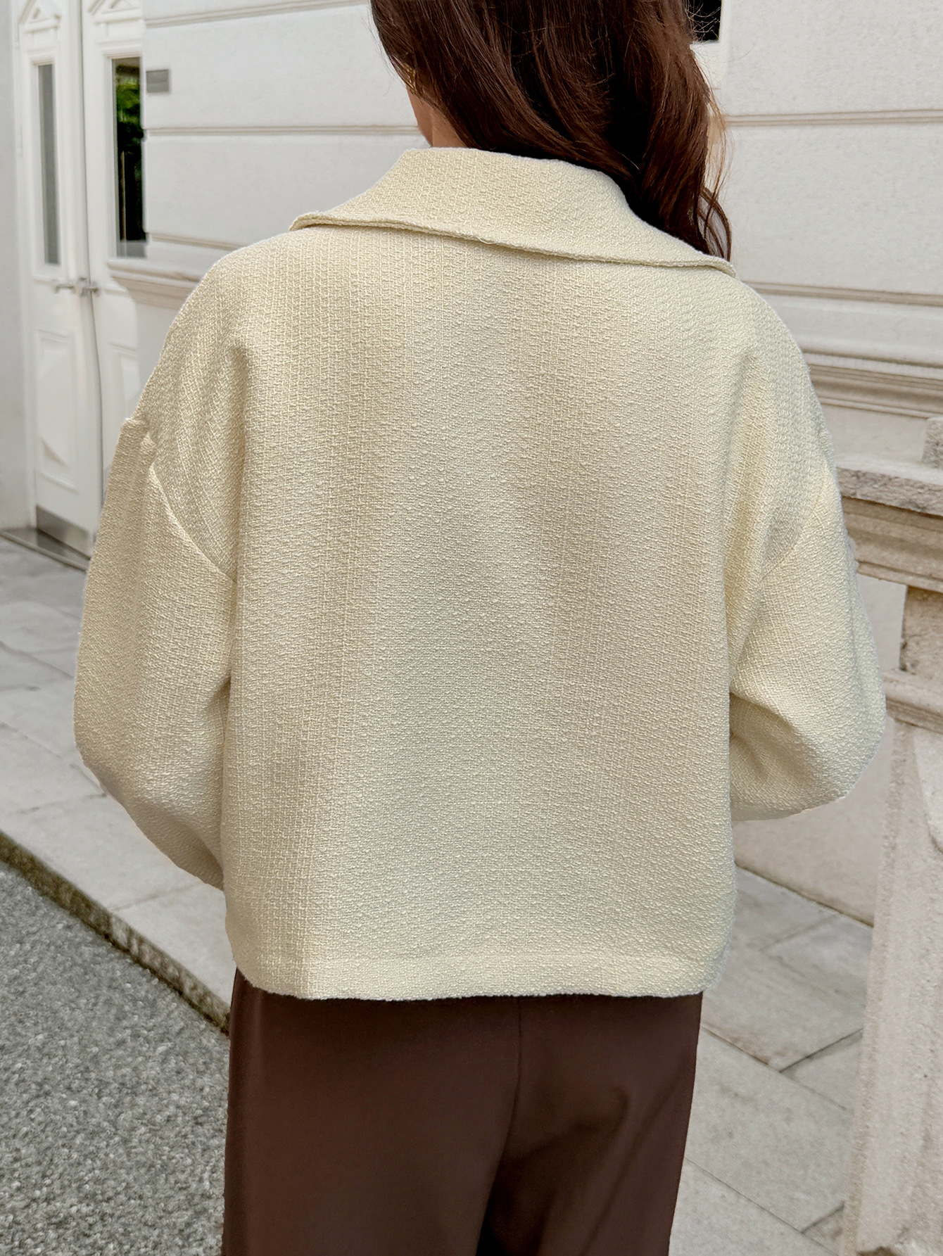 Women's Casual Long Sleeve Jacket – Lightweight Wrinkle-Free Coat With Stand Collar & Zip Front (S-XL, Beige)​_ecoleips.com