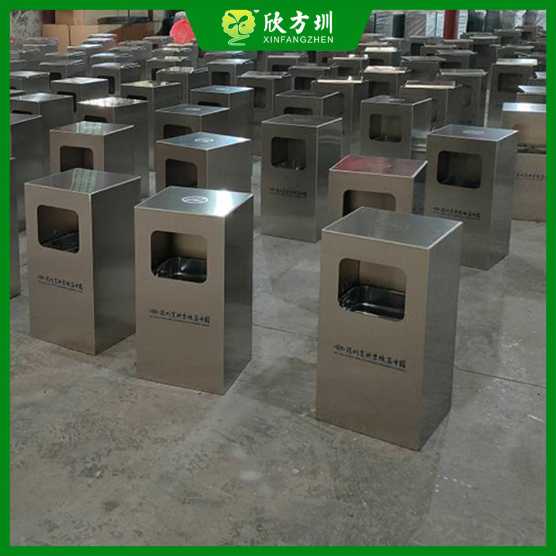 室内方形商用简约不锈钢垃圾桶组合式分类金属果皮箱单筒