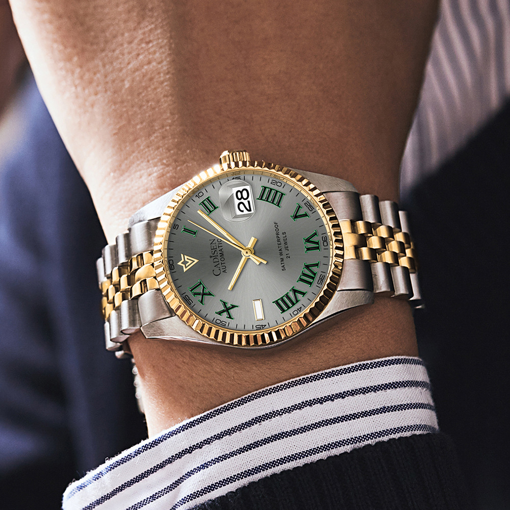 CADISEN 8211 Ny helautomatisk mekanisk klocka för män 38 mm liten storlek Casual vattentät herrklocka_voghion.com