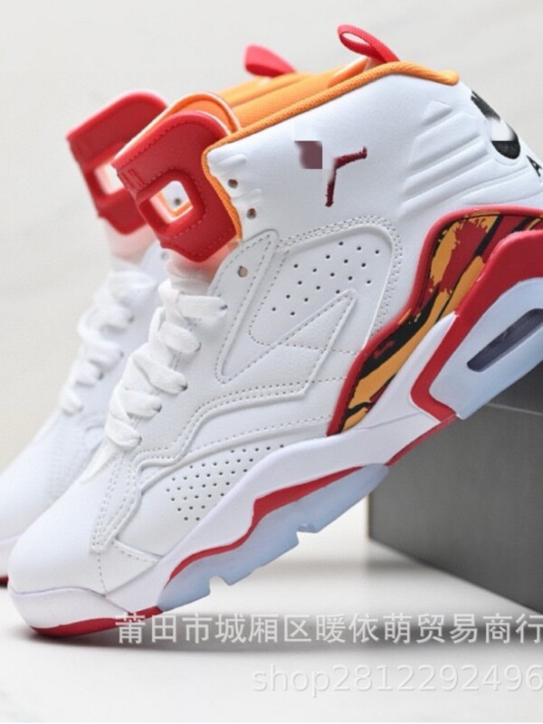 Cross-border high-quality, authentic Jordan AJ6 mid-top basketball shoes, retro casual style, in the color "Rouge Paris Rabbit." Cross-border high-quality, authentic Jordan AJ6 mid-top basketball shoes, retro casual style, in the color "Rouge Paris Rabbit."