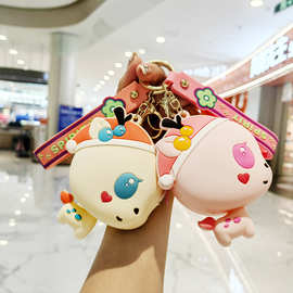 硅胶迷你圣诞鹿零钱包钥匙扣可爱男女生随身收纳包书包配饰实用品