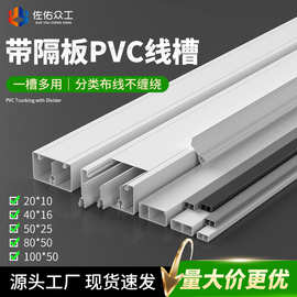 PVC分割板线槽 阻燃绝缘强弱电分离线槽 布线分隔线槽三隔双槽