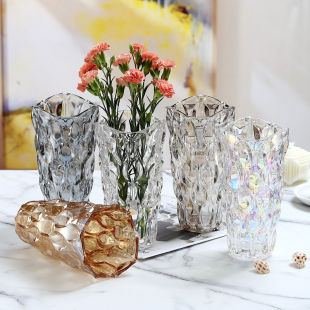 北歐ins大口徑花瓶直筒防摔高檔水養鮮干花容器水晶玻璃客廳擺件