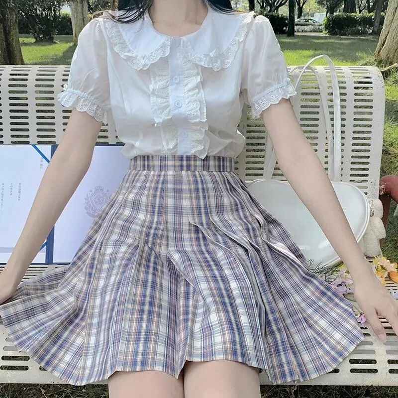 Doll Collar Shirt Sweet Little White Shirt Summer 2025 New Style Western Style Lace Short Sleeve Top for Women