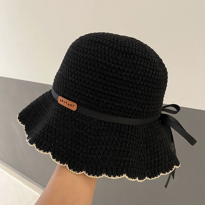 Красные шляпы рыбака дети корейские банты волнистые шляпы в горшках весной и летом