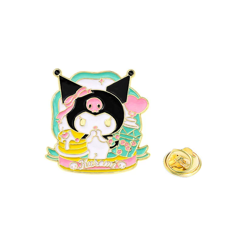Женская брошь Санрио, милый мультфильм Kuromi, корица собака Pacha, ниша, украшение одежды, значок из сплава