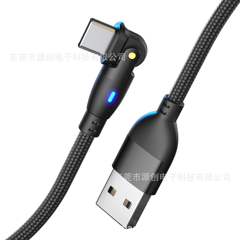 Carga rápida codo de 180 grados cable de datos 3A teléfono Android Typec multifunción cable universal USB alargado M cargador de flash