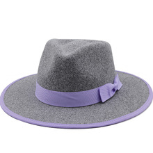 秋冬毛呢礼帽英伦风包边爵士帽大沿包边帽毡帽wool Fedoras Jazz