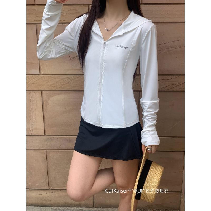 CatKaiser 日焼け止め服、軽量、ファッショナブル、シンプル、スリム、抗 UV アウトドア スポーツ アイス シルク トップ|undefined