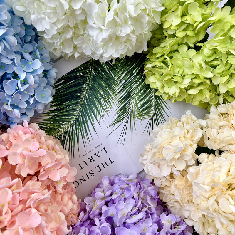 5頭の梅宇のアジサイのシミュレーションの花の単枝の大きいアジサイの結婚式場は装飾の花の列を飾って毛布の造花を磨いています。|undefined
