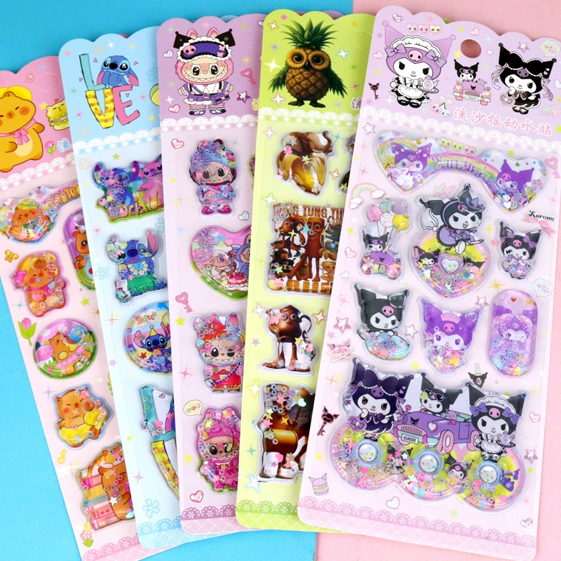 Новое Sanrio в коробке 3D водяные наклейки с объемной анимацией Kuromia Bubu Cappibara Stitch водяные наклейки