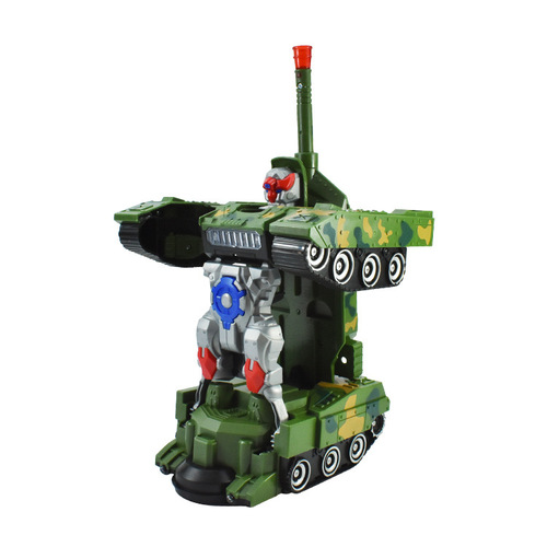 Children's light music toy car electric universal driving car fighter jet transforming tank robot