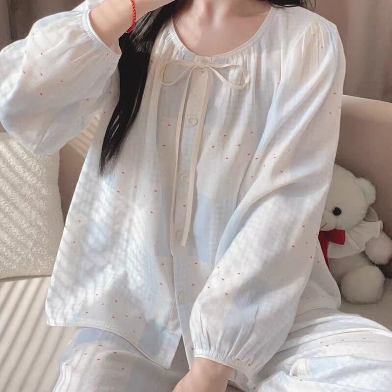 Cloud Cotton Pajamas for Women, Spring and Autumn Long-Sleeved and Long-Pants Set, Loose and Casual, Suitable for Wearing Outside, Student Loungewear Set Cloud Cotton Pajamas for Women, Spring and Autumn Long-Sleeved and Long-Pants Set, Loose and Casual, Suitable for Wearing Outside, Student Loungewear Set