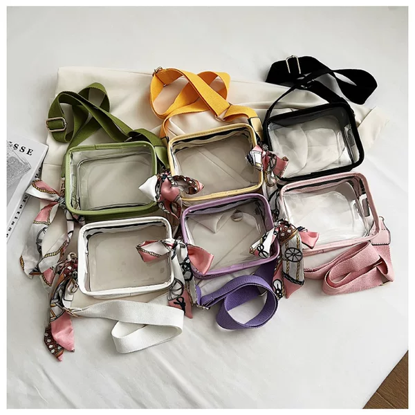 Cross-Border Transparent Pvc Crossbody Small Bag, Simple Jelly Bag, Colorful Wide Shoulder Strap, Single Shoulder Bag, Customizable Logo, Women's Bag