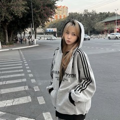 纯棉美式高街重磅连帽卫衣男女款秋冬青少年oversize宽松休闲外套
