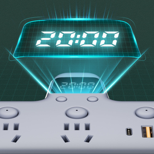 Digital Display Socket Converter Panel Multi-Port Home Multi-Function Power Adapter USB Clock Strip Expander
