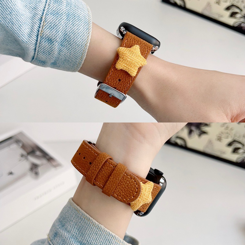 Autumn and Winter Woolen Star Leather Strap Suitable for Redmi Watch6 Retro 54 Xiaomi 9Pro8Pro Huawei Fit4