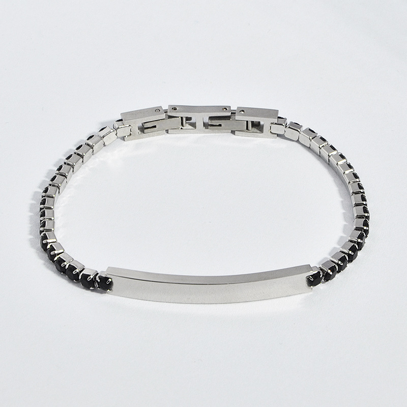 All Seasons Season Retro Classic Style Geometric Customization Laser Engraving Titanium Steel Zircon Men's Bracelets Men's Chain Bracelets