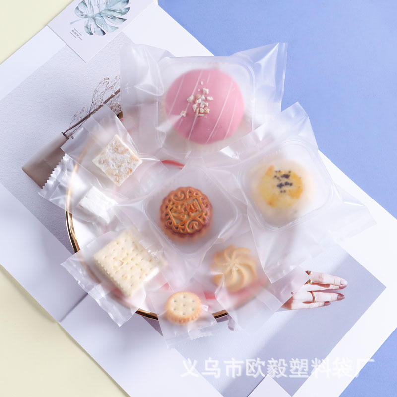 Directo de fábrica esmerilado translúcido máquina de galletas bolsa de sellado té copo de nieve bolsa de embalaje crujiente pastel de Luna yema de huevo bolsa de comida crujiente