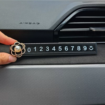 alloy car decoration parking – Other Automotive Interior Supplies - black-pearl-camellia-black-alloy-sliding-parking-card