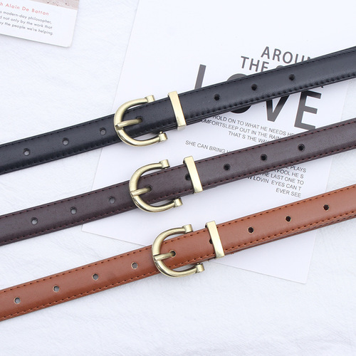 Belt women's new jeans fashion versatile decorative thin belt ins style simple black belt girls trendy