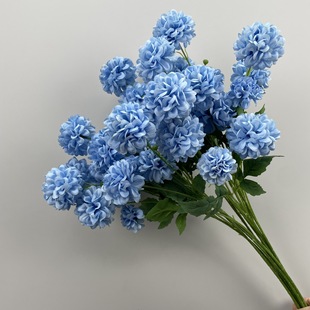 Cross-Border Haze Blue Artificial Flowers Wedding Flowers Leaves Roses Peonies Artificial Flowers Wedding Hall Hot Sale Wholesale