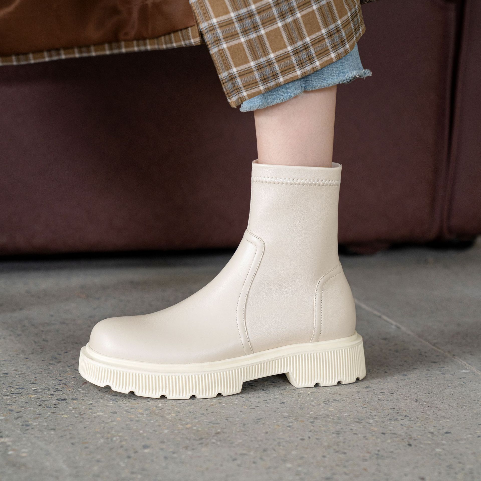 Chiko Eloina Round Toe Block Heels Boots