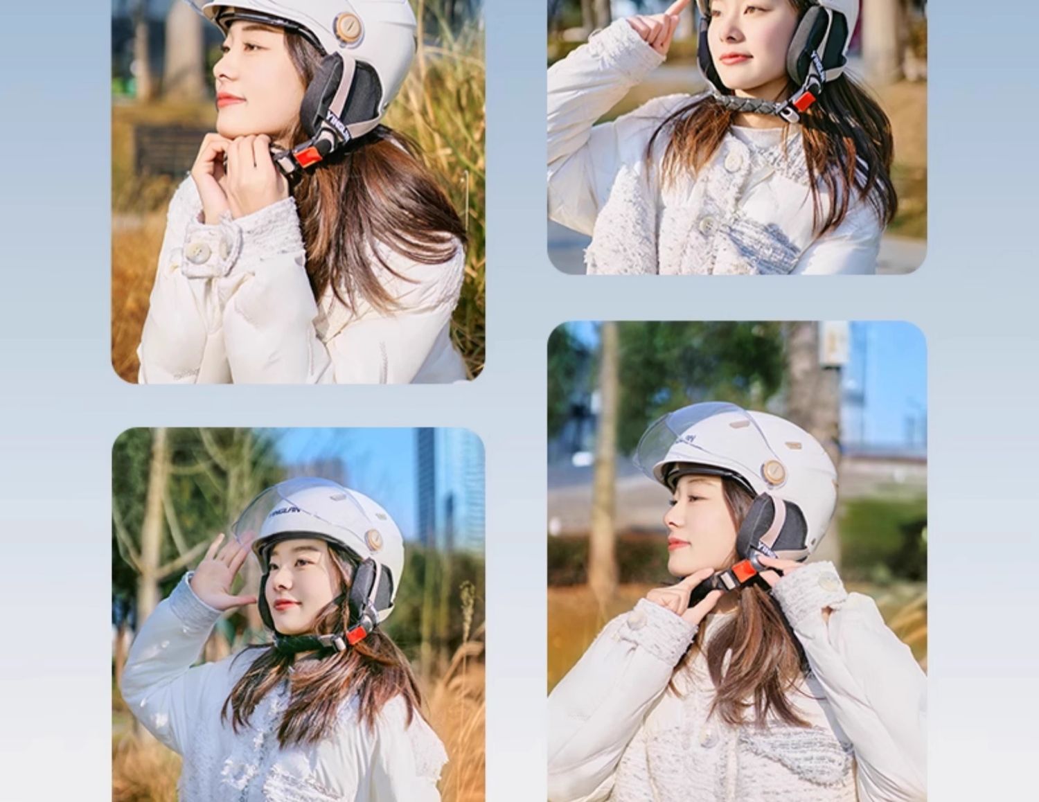 Vintage Cute Women's Electric Scooter Helmet with Dual Mirrors, 3C Certified, Suitable for All Seasons, Warm Motorcycle Safety Helmet