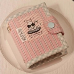 かわいい猫ピンクストライプ m5 生地ノートブックルーズリーフ取り外し可能な学生ポータブルポケットノートブックメモ日記