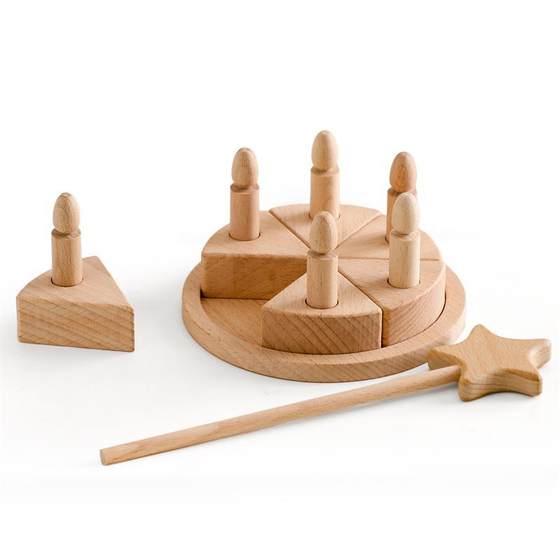 Beech Cake Boy Girl Play Fake Food Toys Natural Unpainted Material Baby Play Fit Toys
