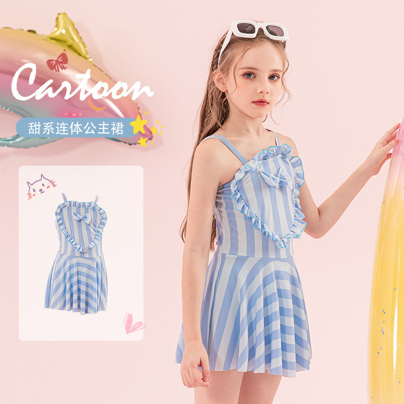 Trajes de baño para niños niñas trajes de baño rayados dulces lindas princesas unidas cabineas para niños pequeños y medianos trajes de baño para niños de verano