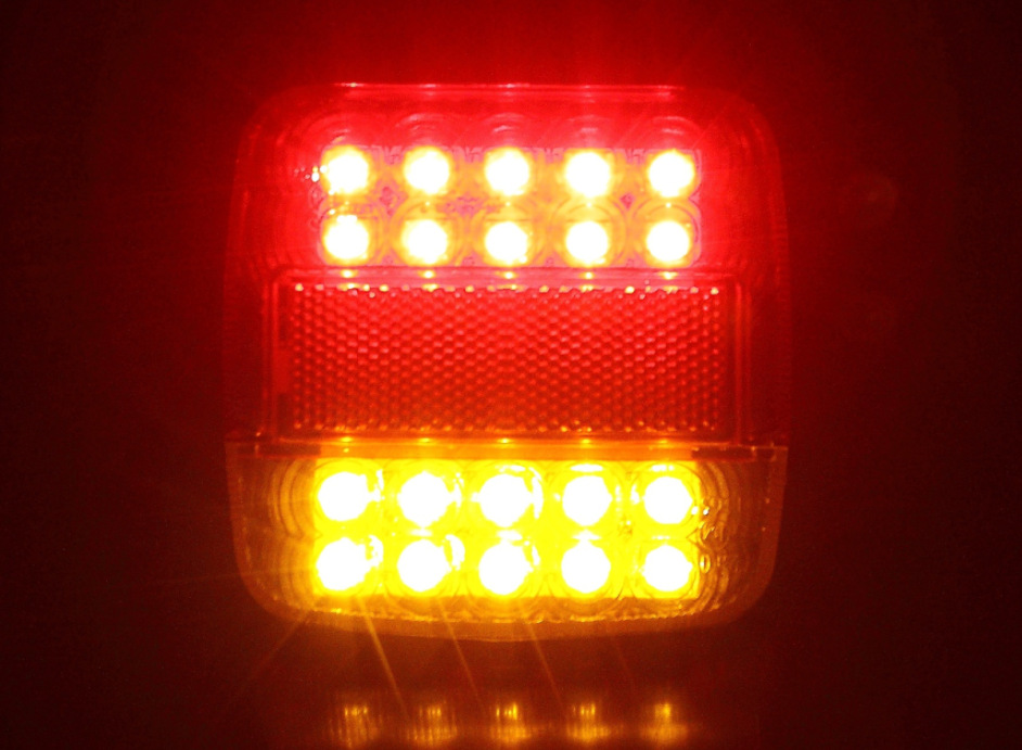 Transparent shell/red and yellow shell rounded square trailer trailer 20LED tail light truck brake light signal light