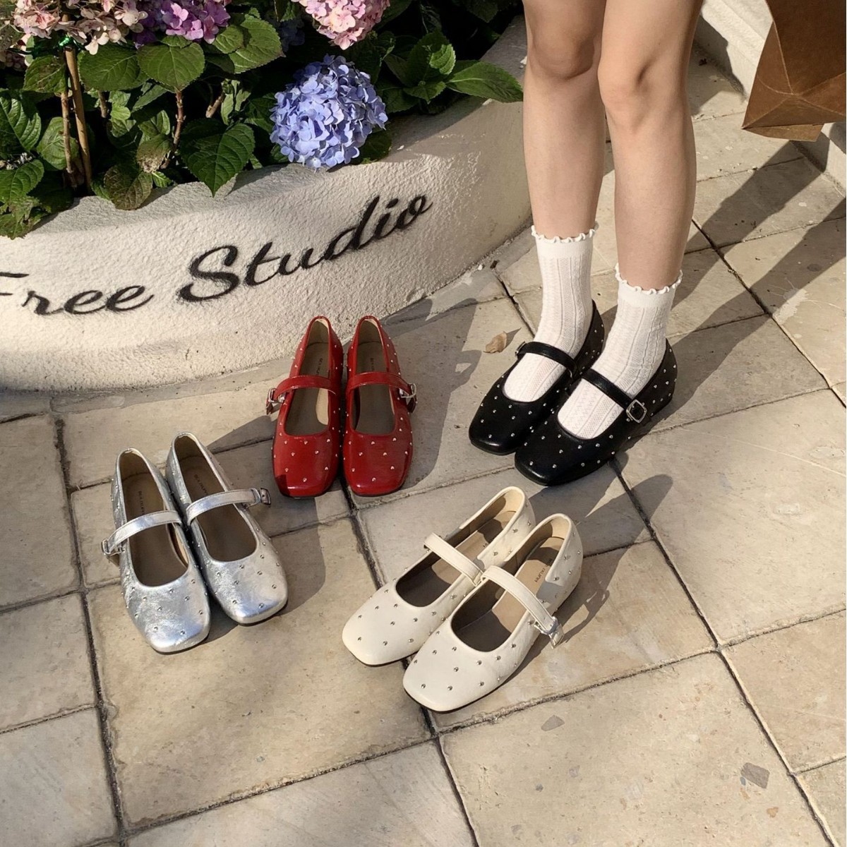 Heart-Warming at First Sight~French Style Mary Jane Shoes for Women 2025 Spring One-Line Buckle Flats Off-White Shoes