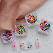 村上隆太阳花美甲立体小花爱心软陶贴片混装彩色珠子装饰彩虹渐变