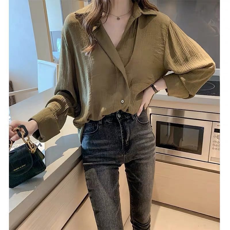 Chiffon Shirt for Women, New Spring and Autumn Korean Style, Loose Design, Niche Top, Light and Mature Shirt, Base Shirt