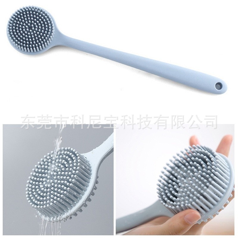 跨境浴刷洗澡刷硅胶搓澡沐浴硅胶一体长柄按摩器多用途长柄刷子|undefined