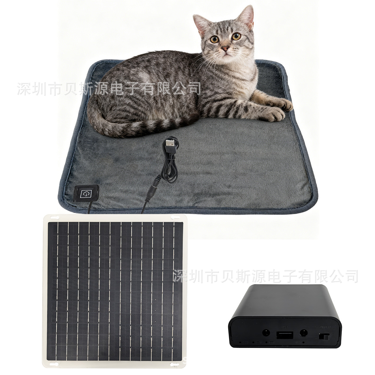 跨境专供太阳能电热毯 光伏椅子垫冬季现货坐垫发热垫加热宠物垫
