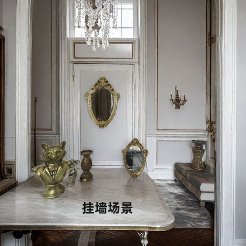 Nordic retro style old gold relief hanging mirror picture frame home model room decoration famous house living room hanging wall mirror