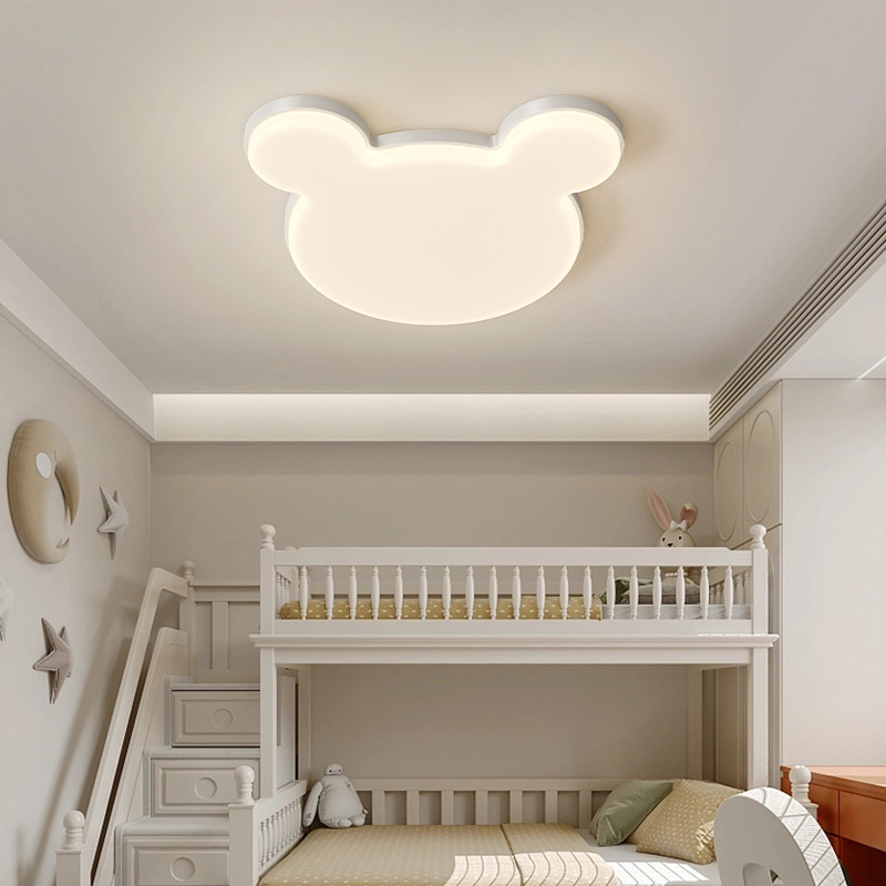 [Selección estricta] lámpara de techo de viento de crema de dibujos animados Mickey lámpara para niños y niñas habitación de niños oso lámpara de protección de ojos